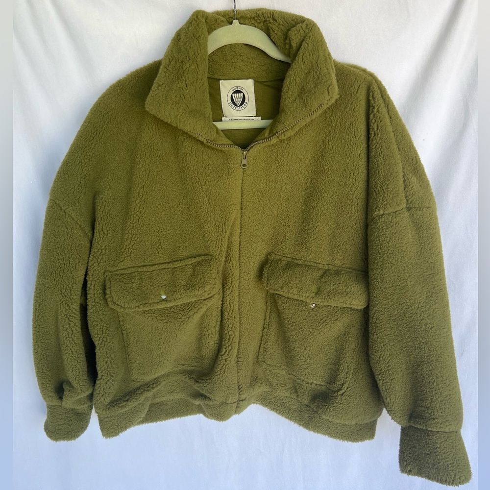 Urban Outfitters teddy jacket Green Size Small Oversized
